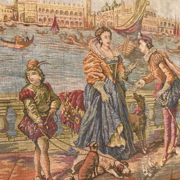 Belgium Tapestry Classic Scene Mid 20th Century Embroidery Cotton - Picture 2 of 9